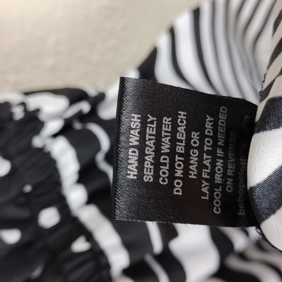 Bebop Black White Multi Pattern Scoop High Low Neck Knee Length Sheath Dress - Picture 9 of 13